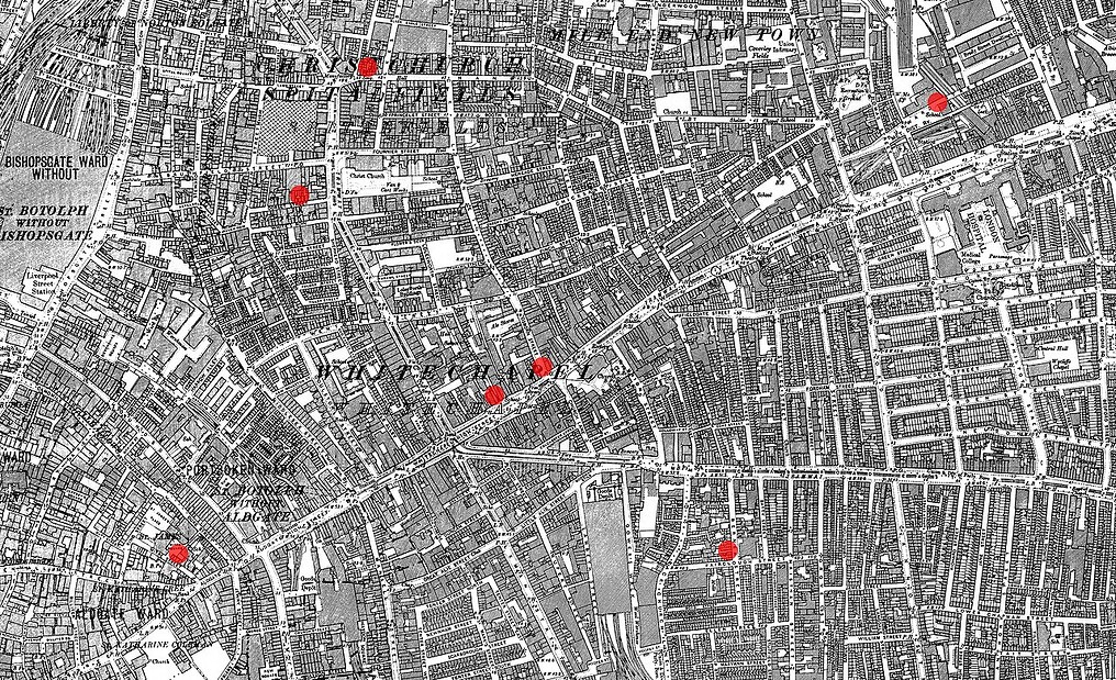 Whitechapel cinayetlerinin haritası