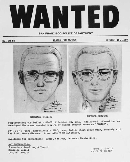 San Francisco Polisi'nin Zodiac aranan afişi, Ekim 1969